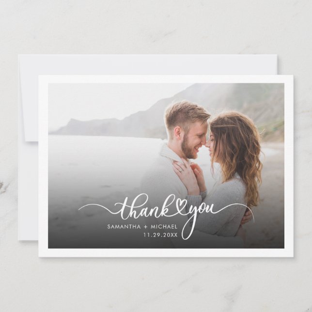 Couple Wedding Foto Script Typografy Dankeskarte (Vorderseite)