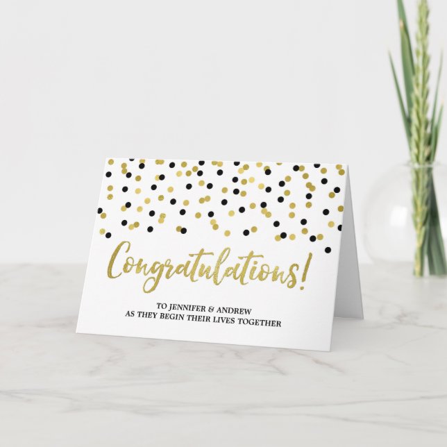 Couple Wedding Gratulationen Gold Black Karte (Vorderseite)