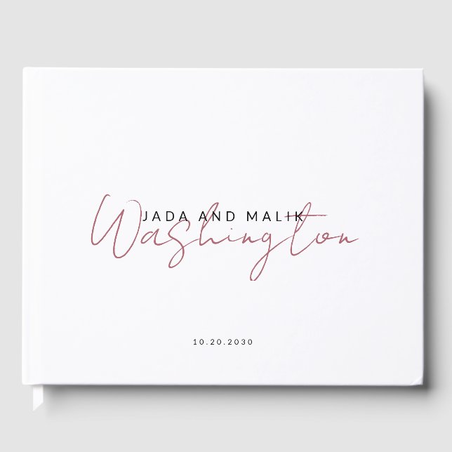Couple Wedding Monogram Terracotta Script Name Gästebuch (Vorderseite)