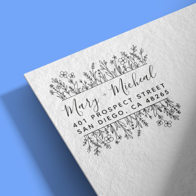 Couple Wedding Rücksendeadresse Elegant Minimalist Gummistempel (Von Creator hochgeladen)