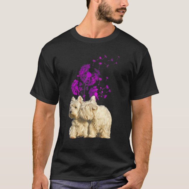 Couple Westies Dandelion Valentine's Day T-Shirt (Vorderseite)