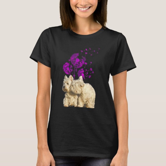 Couple Westies Dandelion Valentine's Day T-Shirt (Vorderseite)