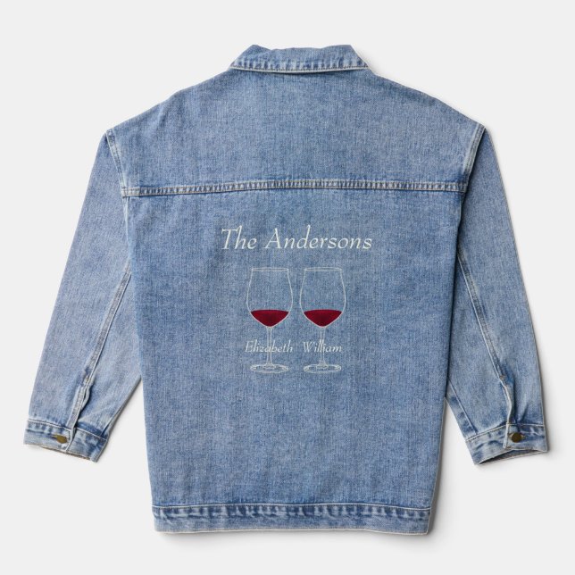 Couple Wine Toast Denim Jacket Jeansjacke (Rückseite)