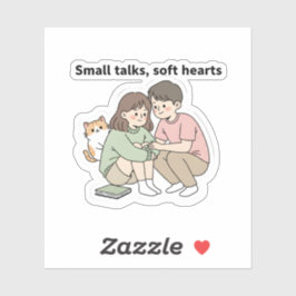 Couple with Pet – Small Talks Soft Hearts Design,  Aufkleber