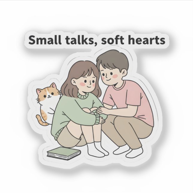 Couple with Pet – Small Talks Soft Hearts Design,  Aufkleber (Vorderseite)