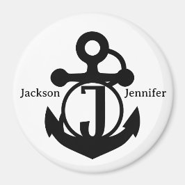 Couple's Custom J Initial Anchor Cruise Door Magnet