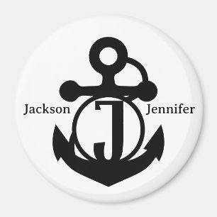 Couple's Custom J Initial Anchor Cruise Door Magnet