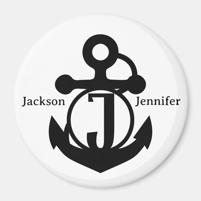 Couple's Custom J Initial Anchor Cruise Door Magnet (Vorne)