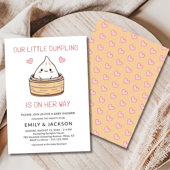 Couples Cute Little Dumpling Hearts Baby Shower Einladung (Von Creator hochgeladen)