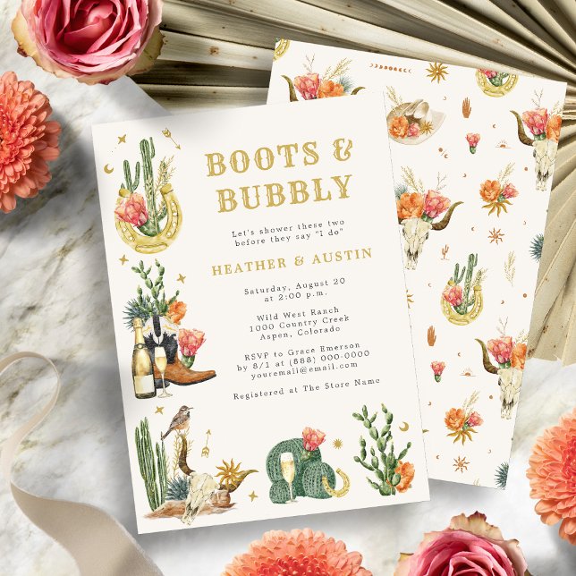 Couple's Dusche Western Einladung (Boots and Bubbly Wild West Couple's Shower Western Invitation
)
