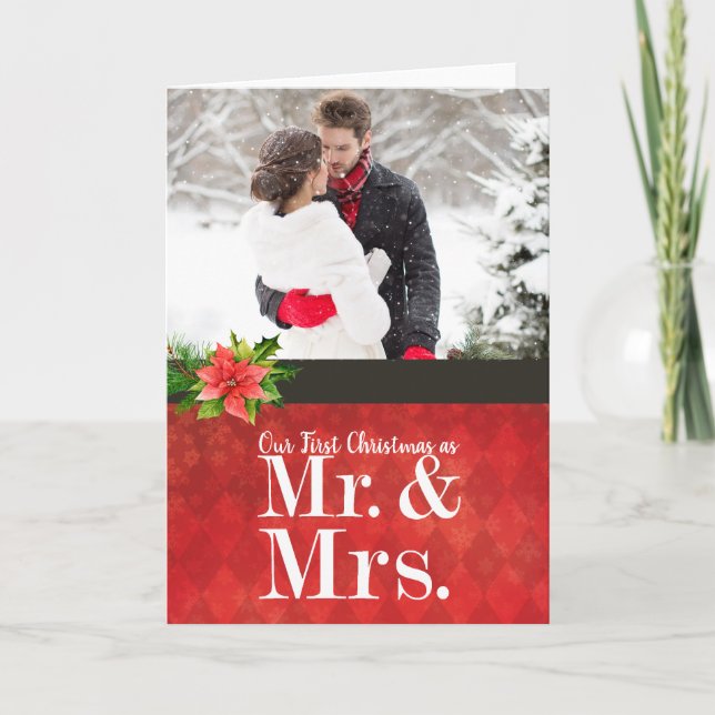 Couple's First Christmas Foto Weihnachtskarte Feiertagskarte (Vorderseite)