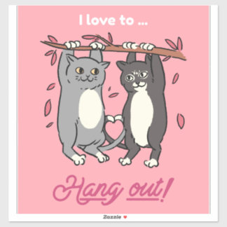 Couples Gift Idea Cute Cartoon Cats | Cat Art Aufkleber