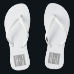 Couples Initails or Other Text | White & Grey Flip Flops<br><div class="desc">Customizable couples initials or any other text.</div>