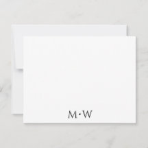 Couple's Initials Newlyweds Black White Stationery