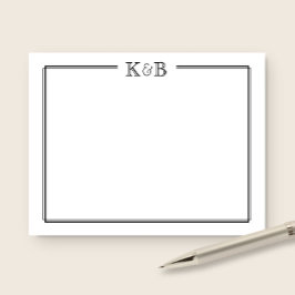 Couple's Initials Newlyweds Monogram Black White Mitteilungskarte