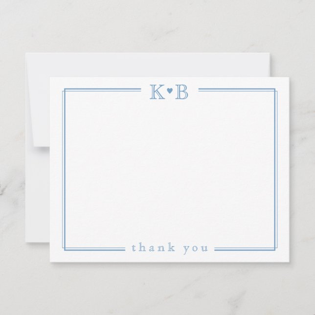 Couple's Initials Newlyweds Monogram Thank You Mitteilungskarte (Vorderseite)