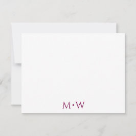 Couple's Initials Newlyweds Wine Red Stationery Mitteilungskarte