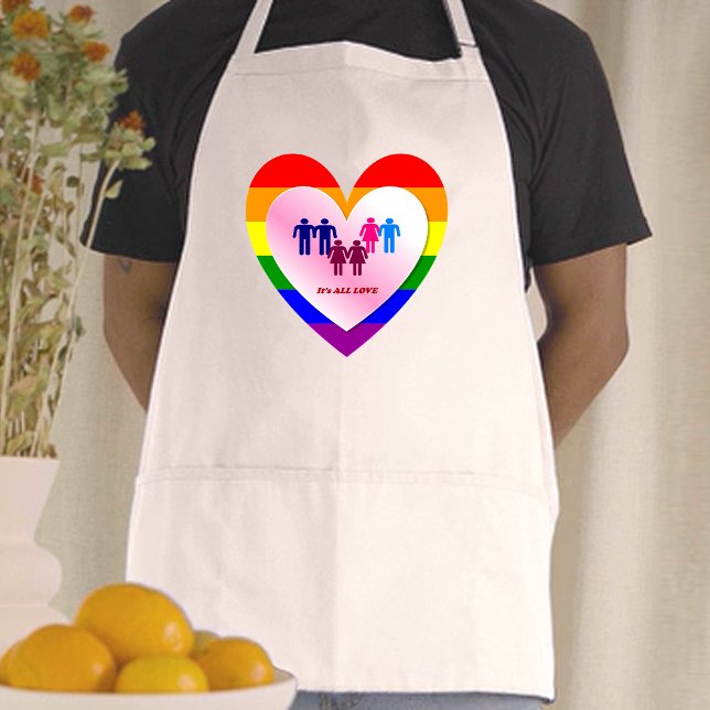 Couples Inside the All Love Pride Heart Schürze (Couples Inside the All Love Pride Heart Adult Apron)
