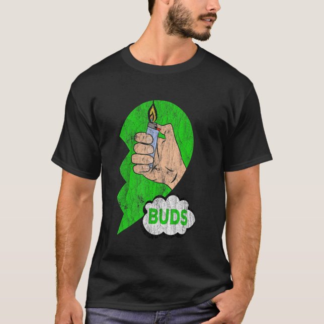Couples Matching Best Buds Weed Funny Joint Stoner T-Shirt (Vorderseite)