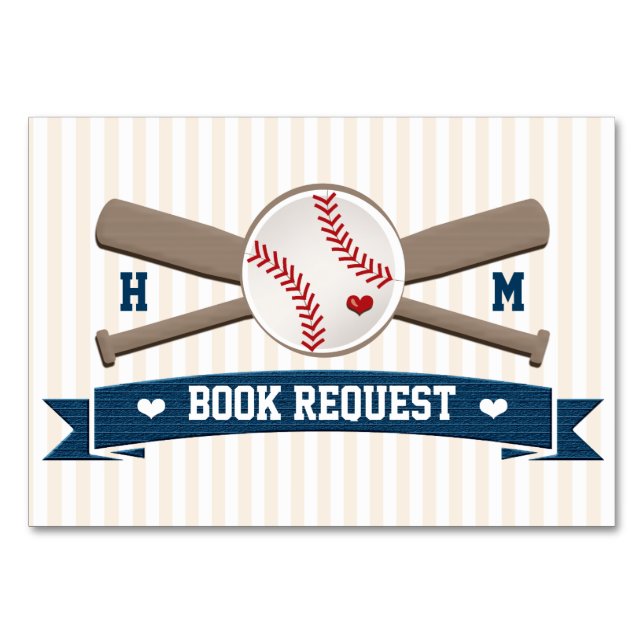COUPLES MONOGRAM BASEBALL BABY SHOWER BUCH REQEUST TISCHNUMMER (Rückseite)