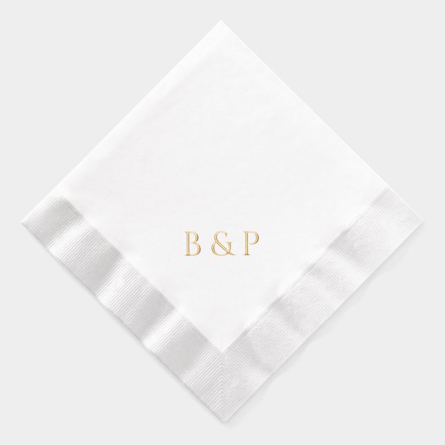 Couple's Monogram Modern Chic Wedding Gold Servietten Mit Folie (Rechts)
