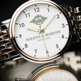 Couple's Names & Initials Floral Monogram Letters Armbanduhr