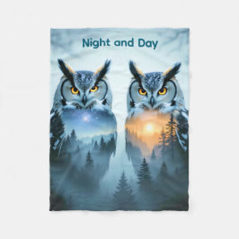 Couple's Owl Night and Day Blanket Fleecedecke