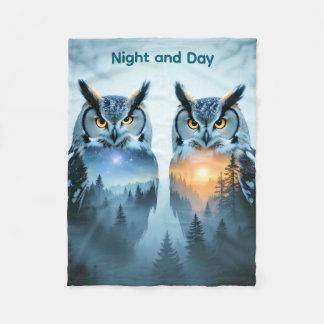 Couple's Owl Night and Day Blanket Fleecedecke
