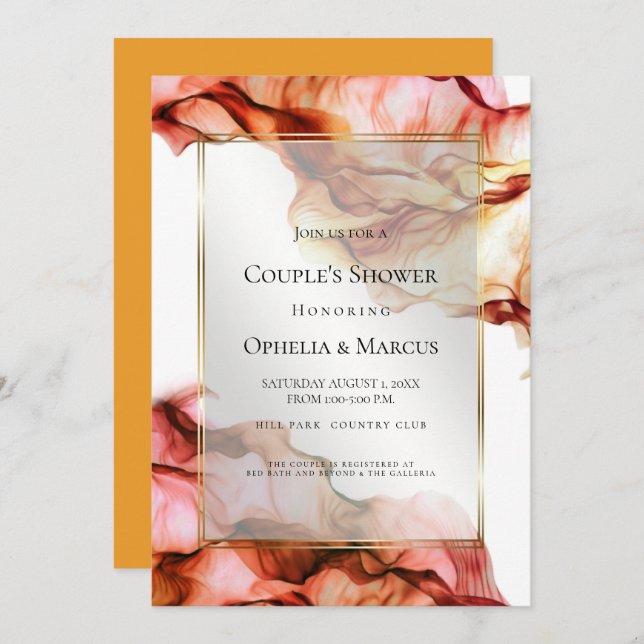 COUPLE'S SHOWER | Abstrakte Herbstfarben 2 Einladung (Vorne/Hinten)