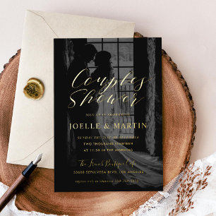 Couple's Shower Foto Engagement Party Gold Folieneinladung