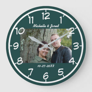 Couples Wedding Anniversary Modern Photo Große Wanduhr