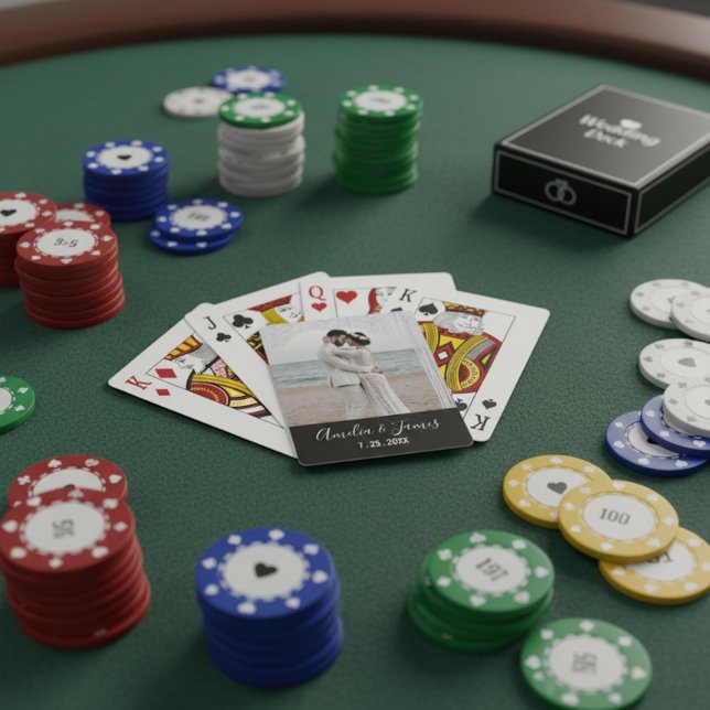 Couple's Wedding Engagement Photo Date Spielkarten (Playing cards with a personal touch.)