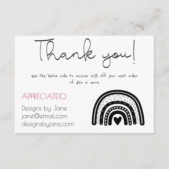 Coupon Black Rainbow Insert Card für kleine Untern (Vorderseite)