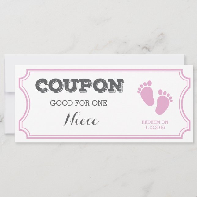 Coupon für eine Niece Baby Ankündigung (Vorderseite)