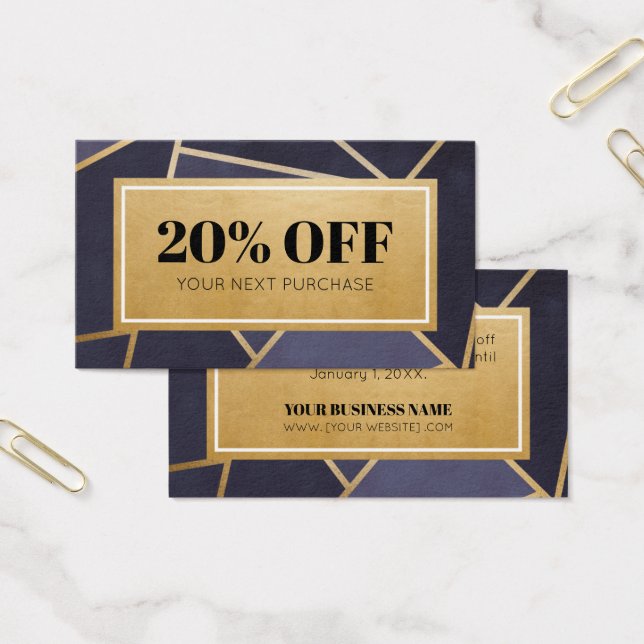 Coupon Navy Blue Gold Discount Cards (Büro)