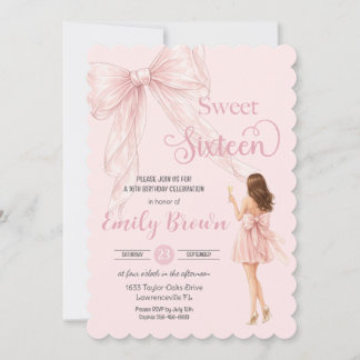 Couquette Rosé-Bogen Braunhaar Mode Mädchen Sweet Einladung