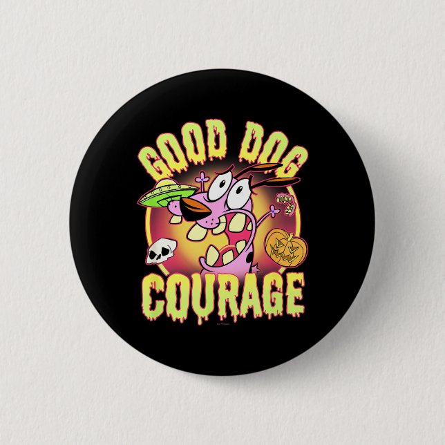 Courage der feige Hund Halloween Guter Hund Button (Vorderseite)
