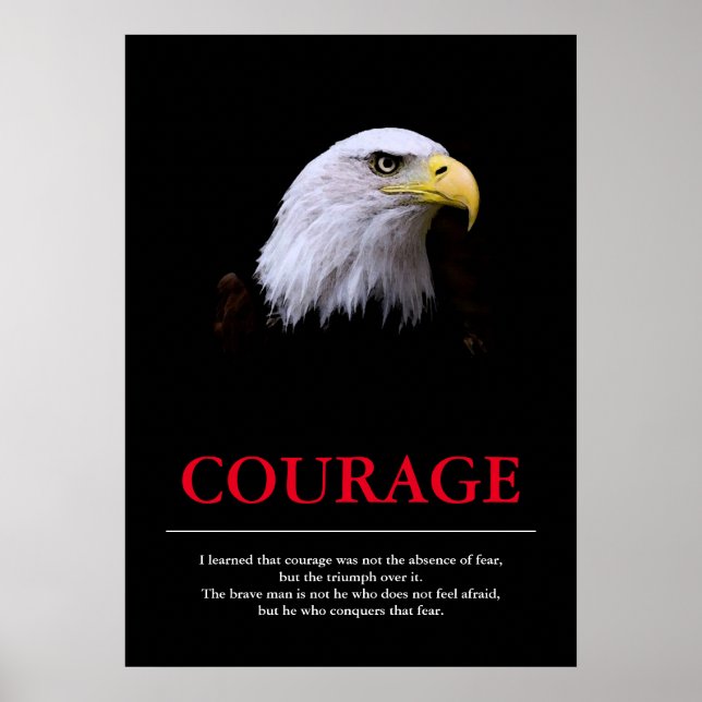 Courage Eagle Motivierend Inspiration Poster (Vorne)