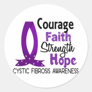 Courage Faith Strength Hope Cystic Fibrose Runder Aufkleber