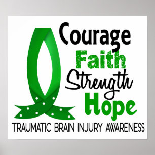 Courage Faith Strength Hope Traumatic Brain Injury Poster