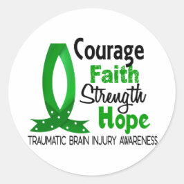 Courage Faith Strength Hope Traumatic Brain Injury Runder Aufkleber