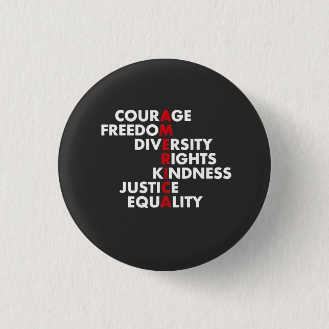 Courage Freedom Diversity Rights Kindness Button (Vorderseite)