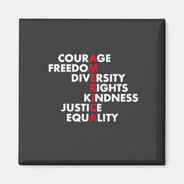 Courage Freedom Diversity Rights Kindness Magnet (Vorne)