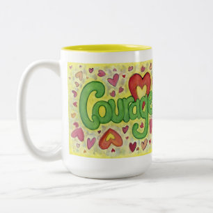 Courage Heart Word Art Custom Coffee Tasse