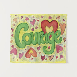 Courage Heart Word Art Tapestry Wand-Dekoration Wandteppich