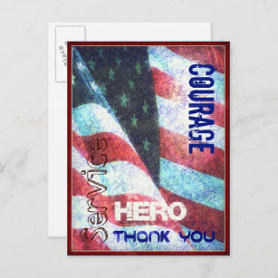 Courage-Hero-Danke Ihnen Veterans Day Postcard Postkarte