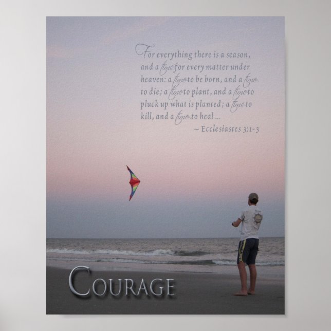 Courage Kite Flyer am Strand Poster (Vorne)