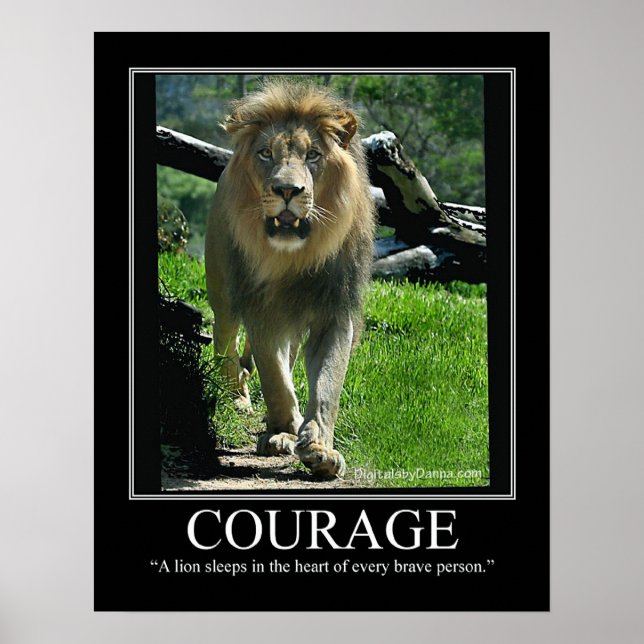 COURAGE Large Gloss Poster - Lion (Motivierend) (Vorne)