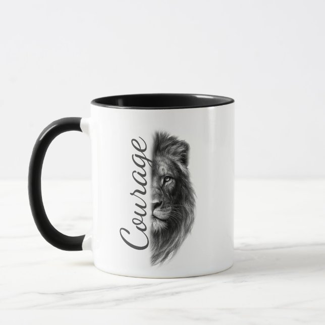 Courage Lion Artistic Minimal-  Tasse (Links)