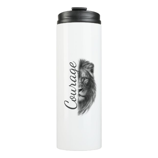 Courage Lion Artistic Minimal Tee-Thermal Tumbler Thermosbecher (Vorderseite)